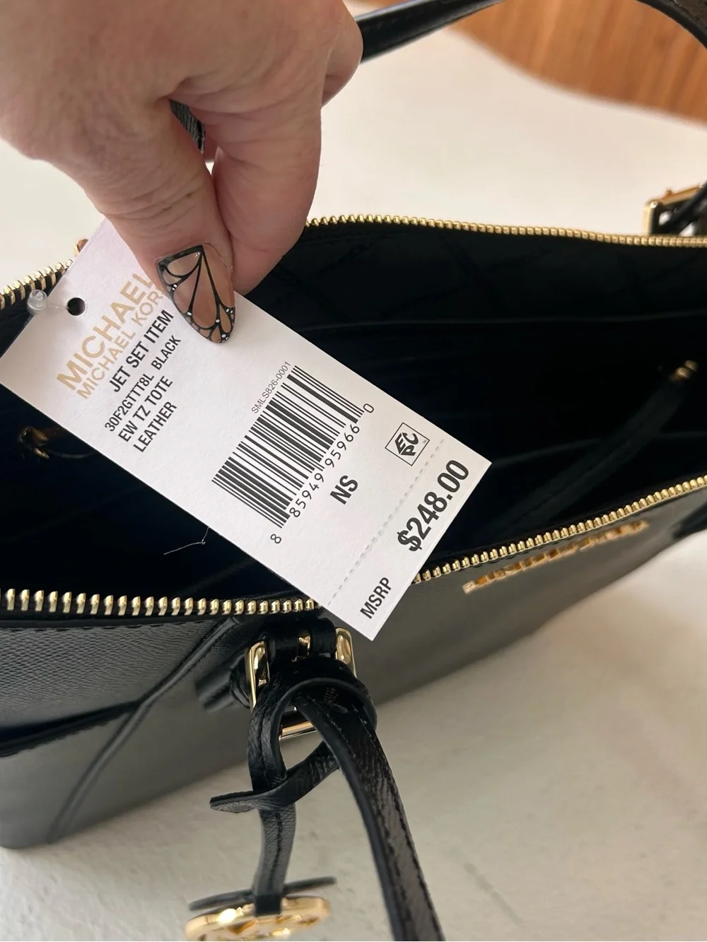 Michael Kors Black Saffiano Leather Structured Tote with Gold Hardware